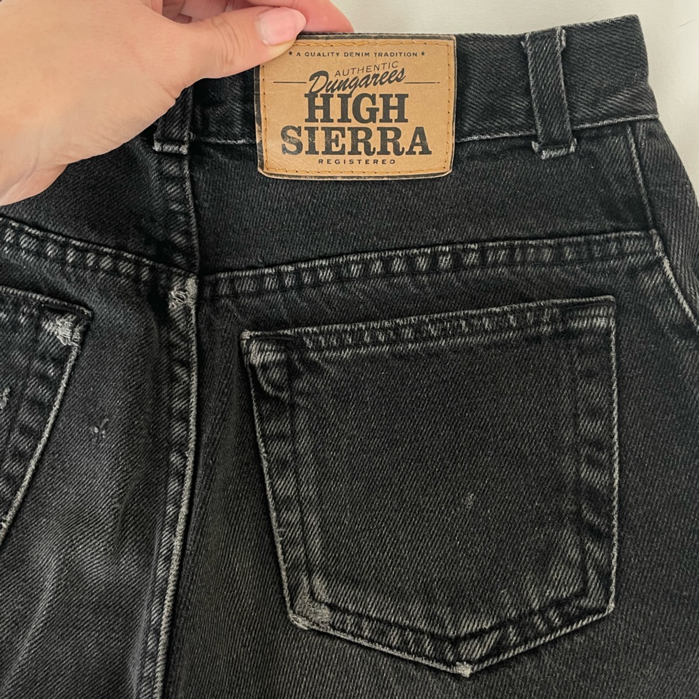 Vintage Straight Leg Black Denim Pants. High-waist